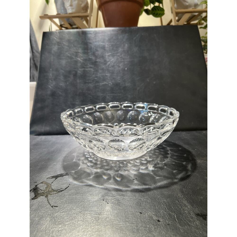 McKee Glass Vintage 1920-1930"s Clear Glass Bowl Colonial/ Plymouth Band and Thu